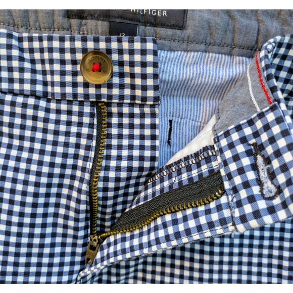 Tommy Hilfiger Stretch Career Pants 12 Blue White Gingham Check Mid Rise Cotton - Picture 8 of 12